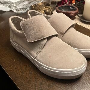 Vince Beige Suede Velcro Sneakers